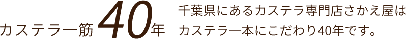 千葉県にあるカステラ専門店さかえ屋はカステラ一本にこだわり39年です。
